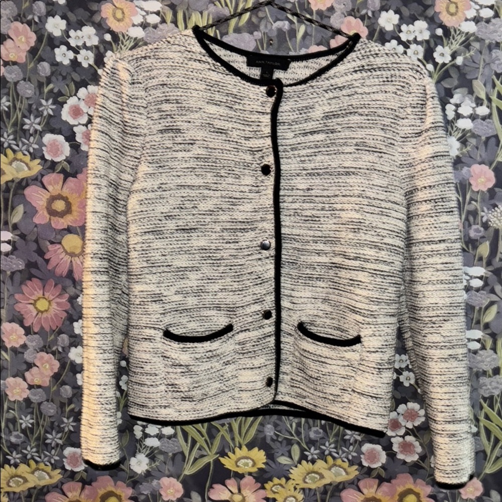 Ann Taylor Chic Black and White Sweater Cardigan